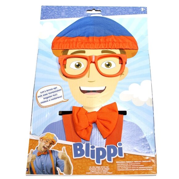 Blippi Roleplay Be Like Dress Up Set New 3+Kids Hat Bow Tie Suspenders Glasses - Picture 1 of 2